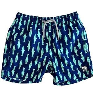 TOM & TEDDY Boys Navy Sardines Swim Trunks Size 5/6
